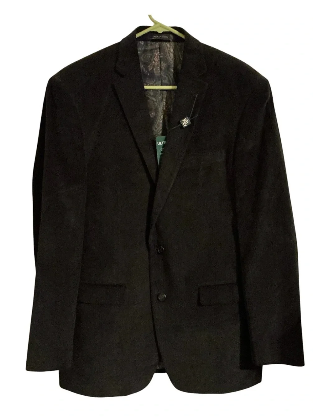 Lauren Ralph Lauren Men’s 42L Black Corduroy Ultraflex Blazer Sport Coat NWT